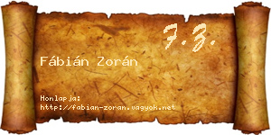 Fábián Zorán névjegykártya